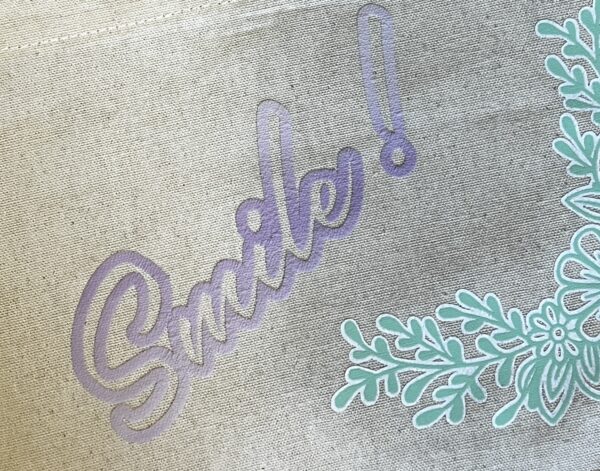 Close up of a message smile on a bag
