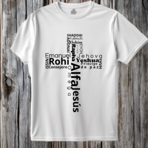 White T-Shirt with all the names of God on it